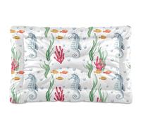 Sevdomey Whimsical Seahorses Pet Pads Kennel Bed Crate Mattress, Washable Soft Comfortable Pet Bed Pad with Non-Slip Bottom for Small Medium Large Dogs Cats, 45x60 cm