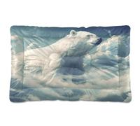 Sevdomey White Bear Pet Pads Dog Bed Cat Bed Kennel Bed Crate Mattress, Washable Soft Comfortable Pet Bed Pad with Non-Slip Bottom for Small Medium Large Dogs Cats, 45x60 cm