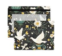 Sevdomey White Doves Pencil Pouch 3 Ring with Clear Window, 2 Pack Zipper Binder Bag for Office