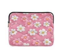 Sevdomey White Flowers Laptop Sleeve 15.6 Inch, Slim Protective Computer Case with Soft Padding, Top Zipper Bag for Women & Men, Fits Most 15 Inch Laptops