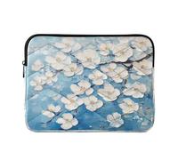 Sevdomey White Flowers Laptop Sleeve 15.6 Inch, Slim Protective Computer Case with Soft Padding, Top Zipper Bag for Women & Men, Fits Most 15 Inch Laptops