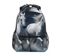 Sevdomey White Horse Laptop Backpack, Waterproof 15L Stylish Lightweight Daypack with Multiple Pockets for Work, School & Travel