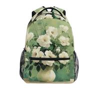 Sevdomey White Roses Laptop Backpack, Waterproof 15L Stylish Lightweight Daypack with Multiple Pockets for Work, School & Travel