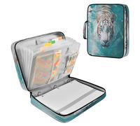 Sevdomey White Tiger Waterproof Expanding File Folder, Accordion Document Organizer with Zipper & Sticky Labels, Large Capacity A4/Letter Size for Office Home