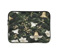 Sevdomey White Winter Flowers Laptop Sleeve 13.4 Inch, Slim Protective Computer Case with Soft Padding, Top Zipper Bag for Women & Men, Fits Most 13.3 Inch Laptops