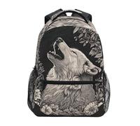 Sevdomey White Wolf Howling Laptop Backpack, Waterproof 15L Stylish Lightweight Daypack with Multiple Pockets for Work, School & Travel