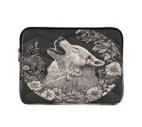Sevdomey White Wolf Howling Laptop Sleeve 15.6 Inch, Slim Protective Computer Case with Soft Padding, Top Zipper Bag for Women & Men, Fits Most 15 Inch Laptops