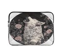 Sevdomey White Wolf Howling Laptop Sleeve 15.6 Inch, Slim Protective Computer Case with Soft Padding, Top Zipper Bag for Women & Men, Fits Most 15 Inch Laptops