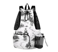 Sevdomey Wild West Cowboys Lightweight Drawstring Backpack Gym Sack with Wet Dry Bag Swim Beach Travel Sports