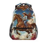 Sevdomey Woman Riding Horse Laptop Backpack, Waterproof 15L Stylish Lightweight Daypack with Multiple Pockets for Work, School & Travel