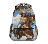Sevdomey Woman Riding Horse Laptop Backpack, Waterproof 15L Stylish Lightweight Daypack with Multiple Pockets for Work, School & Travel