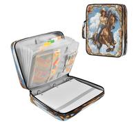 Sevdomey Woman Riding Horse Waterproof Expanding File Folder, Accordion Document Organizer with Zipper & Sticky Labels, Large Capacity A4/Letter Size for Office Home