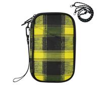 Sevdomey Yellow Plaid Lightweight Water-Resistant Multi-Pocket Passport Holder Organizer