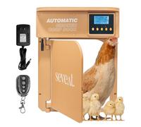Seveat Automatic Chicken Coop Door with Remote Control - 6W Battery Powered, Includes 4×AA Batteries, Auto & Manual Modes, Timing Sensor, 180° Opening/Closing Angle (Light Brown)