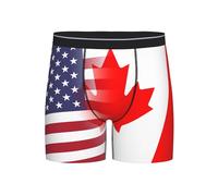 SEVEBJ American flag and Canadian flag Men's Long Boxer Briefs Extended Stretch Trunks Square Underpants