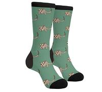 SEVEBJ Casual Funny Funky Novelty Socks For Men Women Cute Sugar Glider Sugar Gliders on Green Background