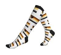 SEVEBJ Gay Bear Pride Flag Compression Socks for Women and Men Circulation Support Socks,3 Black