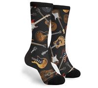 SEVEBJ Guitars Black Casual Cool 3D Printed Crazy Funny Colorful Fancy Novelty Graphic Crew Tube Socks AS PIC
