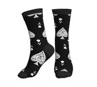 SEVEBJ Mid-Calf Ace Of Spades Poker Socks For Men Women Stylish Crew Socks 3 Black