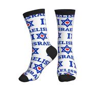 SEVEBJ Mid-Calf I Love Israel Socks For Men Women Stylish Crew Socks 3 Black