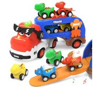 seveclotree Dinosaur Toys for Kids 3 4 5 6,5 in 1 Dinosaur Truck with 4 Dino Car,Light & Sound,Toys for 3-7 Year Old Boys Toddlers,Christmas Birthday Gifts for 3 4 5+ Year Old Boys Girls Kids