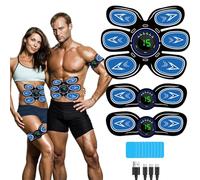 SEVEKO Abs Stimulator EMS Muscle Stimulator, Full-body Workout Ab Stimulator, EMS Muscle Trainer for Abdominal/Arm/Leg Training，6 Modes & 15 Intensities, 10pcs Gel Pads