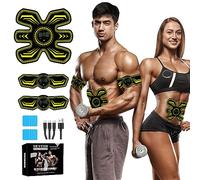 SEVEKO ABS Trainer EMS Muscle Stimulator, ABS Stimulator Men Women, Safty Effective Quick EMS Muscle Trainer, Full-body Workout ABS Trainer, 8 Mode & 15 Intensity, 10pcs Replacement Hydrogel (Yellow)