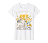 Seven 7th Birthday Construction Excavator 7 Year Old Boys Value Graphic T-Shirt