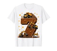 Seven 7th Birthday Construction Truck 7 Year Old Boys Gifts Value Graphic T-Shirt, Men, White, S