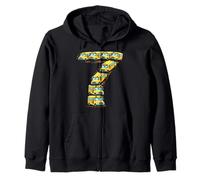 Seven 7th Birthday School Bus Back to School 2 Year Old Kids Zip Hoodie