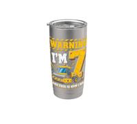 Seven 7yr 7th Birthday Construction Roller 7 Year Old Boys Stainless Steel Insulated Tumbler