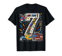 Seven 7yr 7th Birthday Emergency Vehicles 7 Year Old Toddler Value Graphic T-Shirt