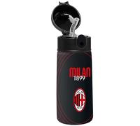 SEVEN A.C. Milan Football Water Bottle, Black Red, Stainless Steel Thermal, No BPA Indoor Outdoor, Temperature Maintenance up to 24 hours, Children's School