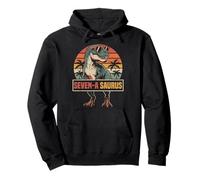 Seven a saurus Dinosaur Family Match 7th Birthday 7 Yrs Old Pullover Hoodie