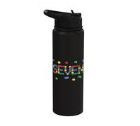 Seven - Age 7 Year Old Building Bricks Kid 7th Birthday Stainless Steel Insulated Water Bottle