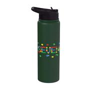 Seven - Age 7 Year Old Building Bricks Kid 7th Birthday Stainless Steel Insulated Water Bottle