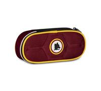 Seven AS Roma Round Plus Football School Pencil Case, Red, Oval Pencil Case with Elastic Bands and Pocket for Pens, Pencils and Accessories, Middle and High School, Boy, red, Modern