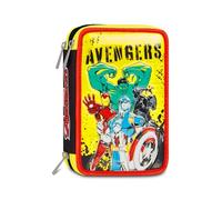 Seven Avengers 3 Zip School Pencil Case, Yellow, Triple Compartment, Equipped Pen Holder, Containing 44 Pieces, Stationery Included, Accessories Backpack, Primary School and Kindergarten, Child