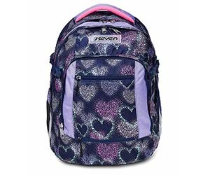 Seven Backpack, UPDOWN TWICE SHADING HEART Eco-friendly Ergonomic Knapsack, for Teen Girls& Boys - For School, Sport, Free Time, with Side Pockets, many Compartments, Shoulder Straps Adjustment System