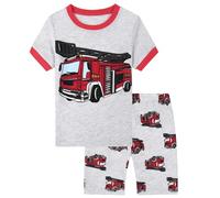SEVEN BB Boys Pyjamas Set Fire Truck Kids Pjs Pajama Short Sleeve Cotton Sleepwear Tops Shirts + Pants Nightwear Children Outfit 9 Years