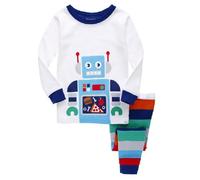 SEVEN BB Boys Pyjamas Set Kids Pjs Pajama Long Sleeve Cotton Sleepwear Tops Shirts Pants Boys Robot Nightwear Children Outfit 7 Years White