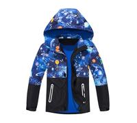 SEVEN BB Boys Softshell Jackets with Compass Hiking Waterproof Kids Fleece Winter Rain Coat Windproof Raincoat Children Space Planet Blue Windbreaker Jacket 11-12 Years