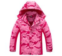 SEVEN BB Girls Softshell Jackets Waterproof Kids Lightweight Fleece Winter Rain Coat Windproof Raincoat Children Camouflage Pink Windbreaker Jacket 15-16 Years