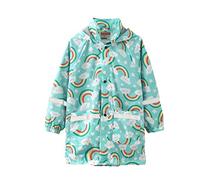 SEVEN BB Girls Waterproof Jacket Kids Rainbow Cotton Lined Raincoat with Hood for School, Wet Weather, Travel, 4 Years