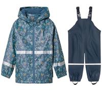 SEVEN BB Kids Waterproof Jacket and Trousers Rain Suit Boys Muddy Puddle Trousers Set Baby Girls PU Waterproof Dungarees Raincoat Set Fleece Lined Skateboard 3-4 Years