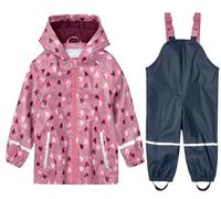 SEVEN BB Kids Waterproof Jacket and Trousers Rain Suit Boys Muddy Puddle Trousers Set Baby Girls PU Waterproof Dungarees Raincoat Set Fleece Lined Red 5-6 Years