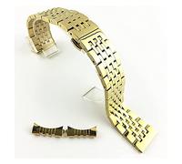 Seven Beads Stainless Steel Solid Watch With 19mm Watchband Flat Mouth And 20mm Black Double Button Butterfly Buckle 21mm (Gold 22mm)