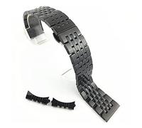 Seven Beads Stainless Steel Solid Watch With 19mm Watchband Flat Mouth And 20mm Black Double Button Butterfly Buckle 21mm (Black 19mm)