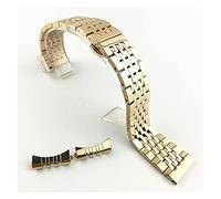 Seven Beads Stainless Steel Solid Watch With 19mm Watchband Flat Mouth And 20mm Black Double Button Butterfly Buckle 21mm (Rose Gold 18mm)