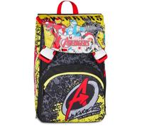 Seven Big Avengers Expandable School Backpack, Black, 24L, Expandable with Zip, Front Pocket, Side Bottle Pocket, Elementary School, Children